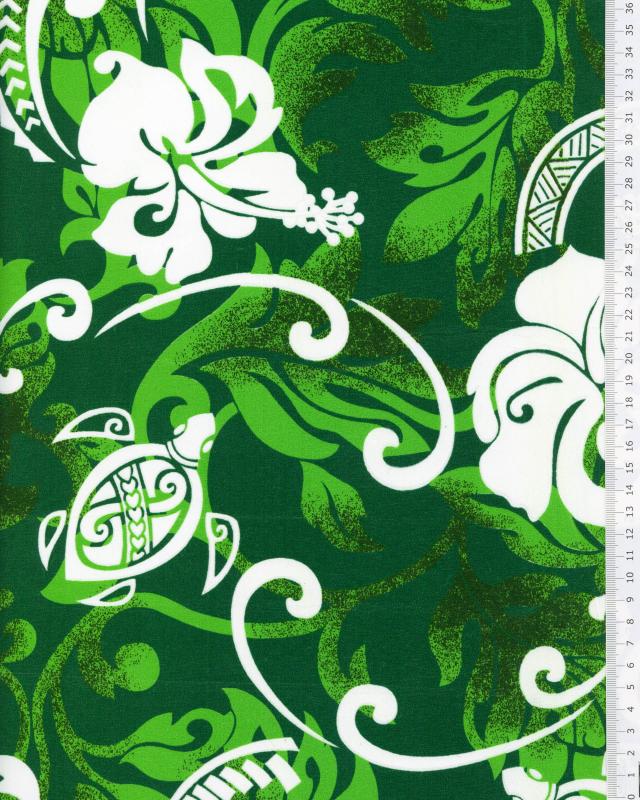 Polynesian fabric ANAE Green - Tissushop